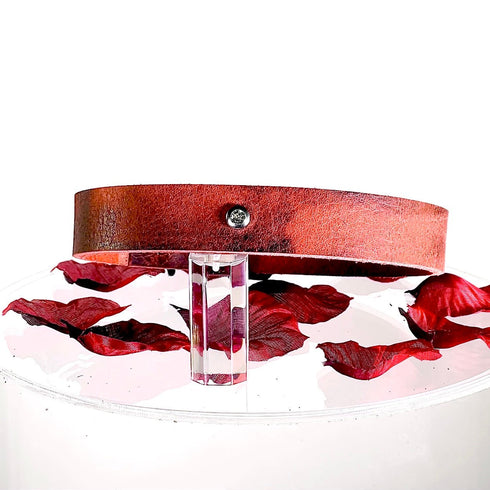 SiaLinda: Halsband Nova Büffelleder rot schwarz, pur, mit Kristall oder mit O-Ring - SiaLinda.com